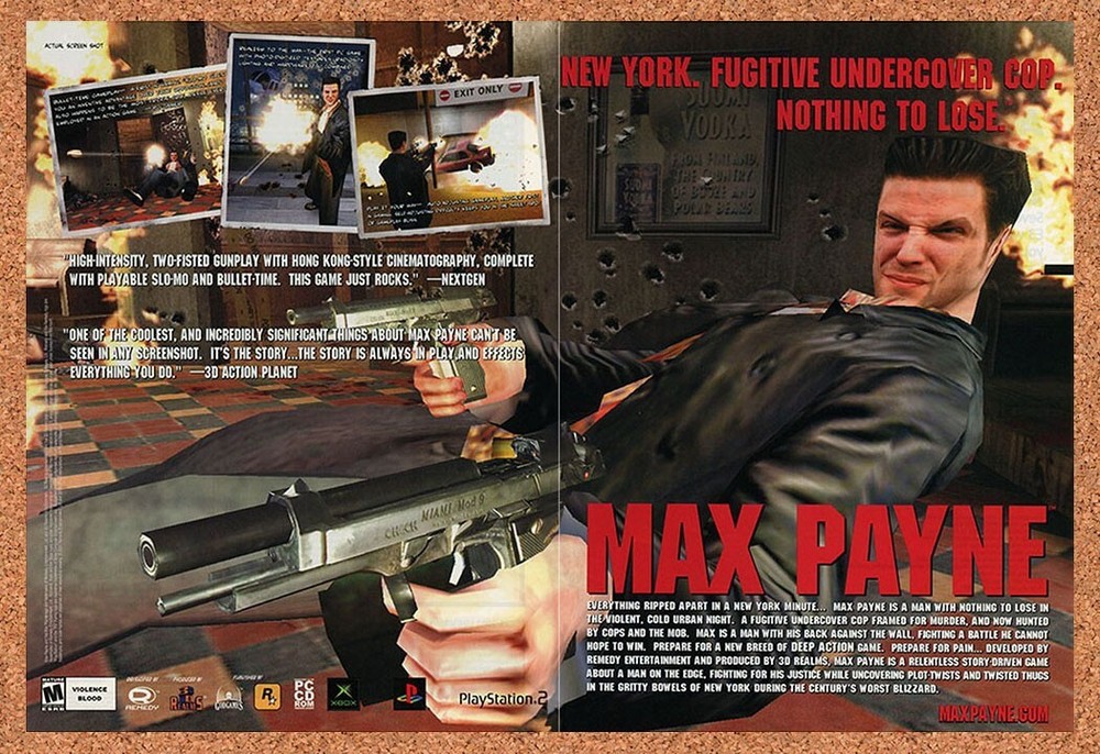 2001 Max Payne PS2 Original Advertisement / Retro Promo v3