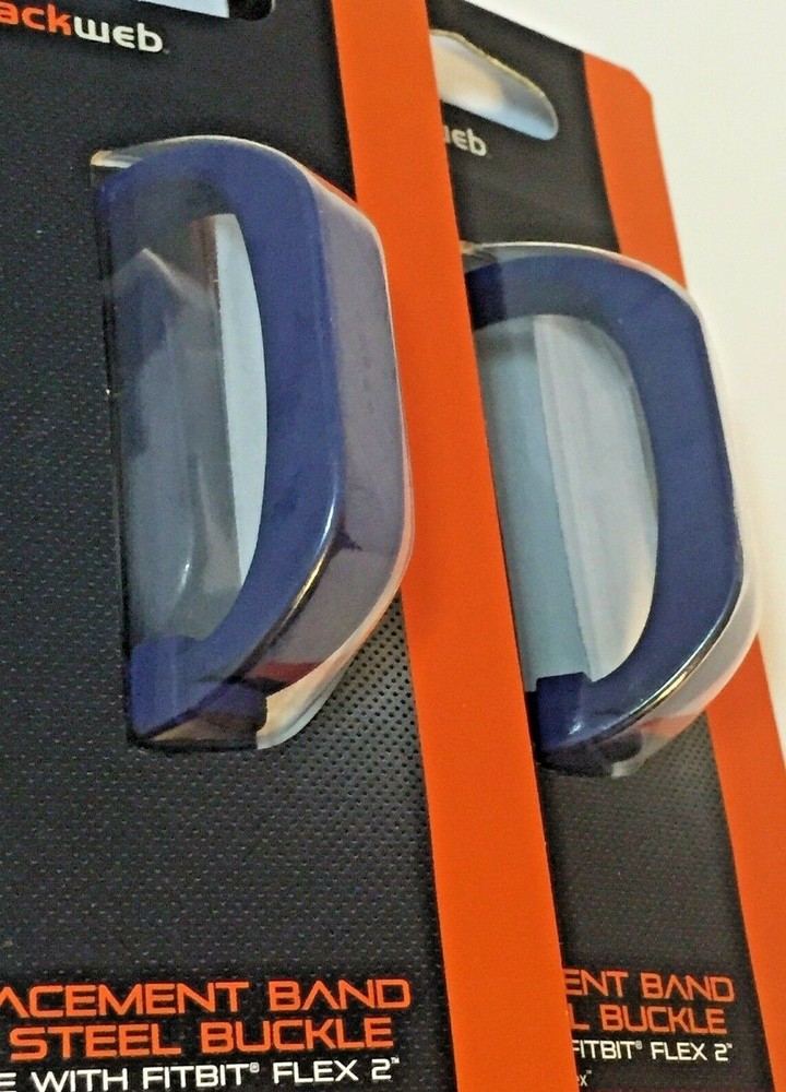 Solid Navy Blackweb REPLACEMENT Fitbit Flex 2 Band with Silver Steel Buckle NIP