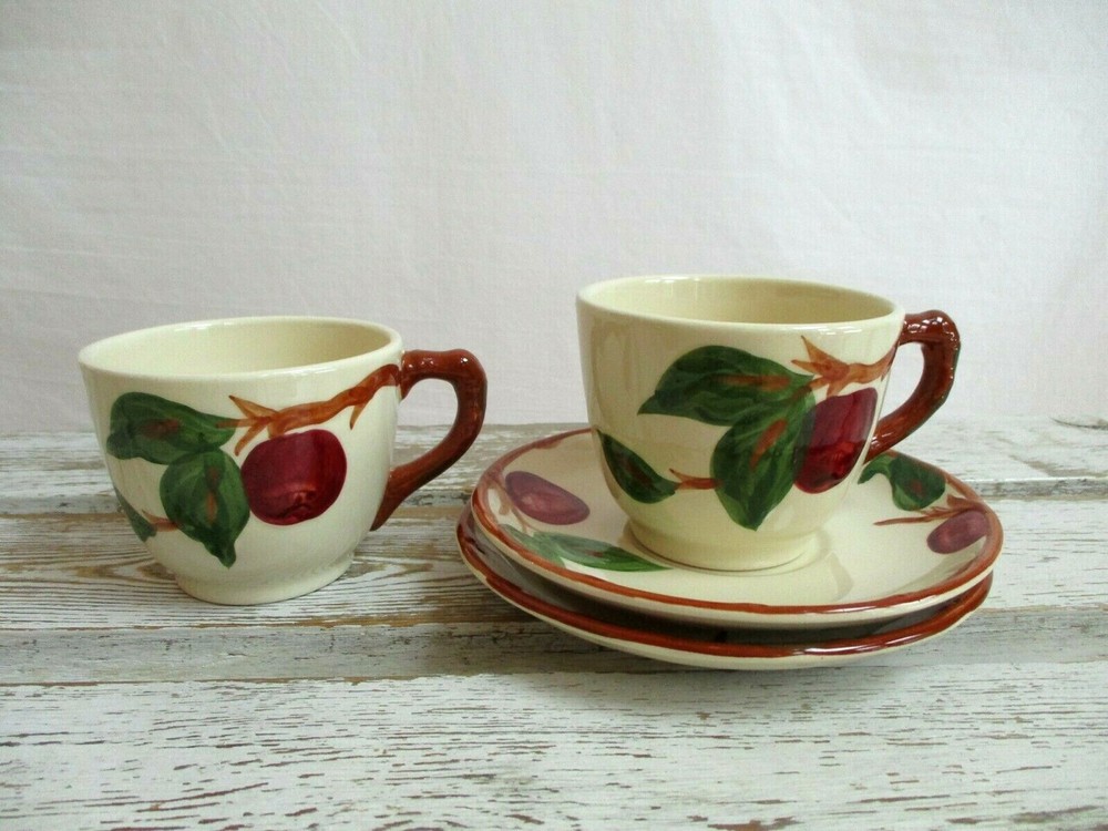 (2) Franciscan USA Cups And Saucers Apple Pattern