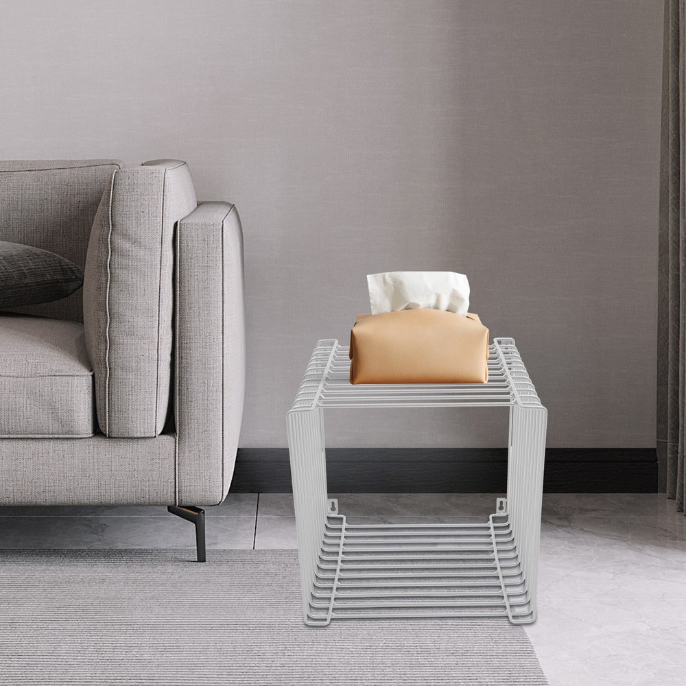 Side Table Square Geometry Side Table Linear Metal End Table 120kg/264.55lbs