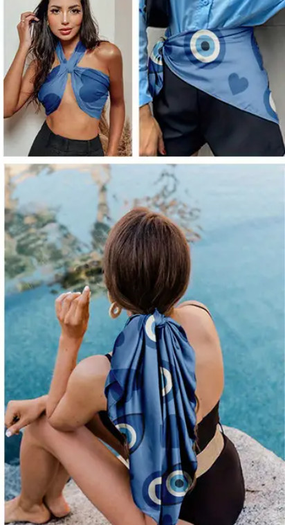 Evil Eye Pattern Large 35" Square Scarf