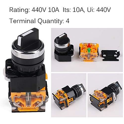 Rotary Switch 2 Positions Select Knob Waterproof Latching Rotary Selector