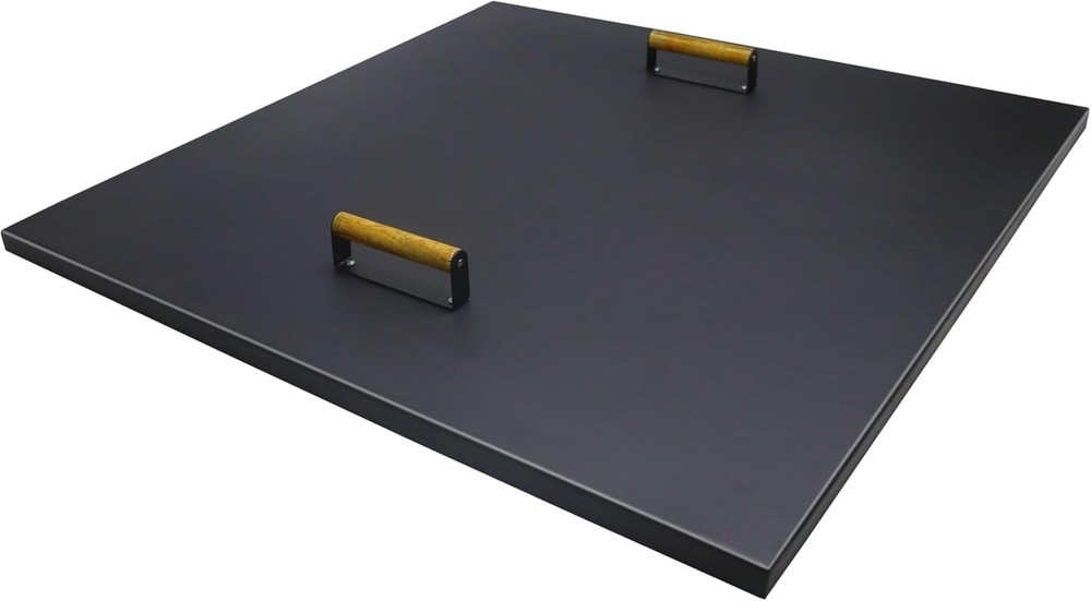 FEBTECH 34" Square Fire Pit Snuffer Lid for 32" FirePit with Wooden Handles