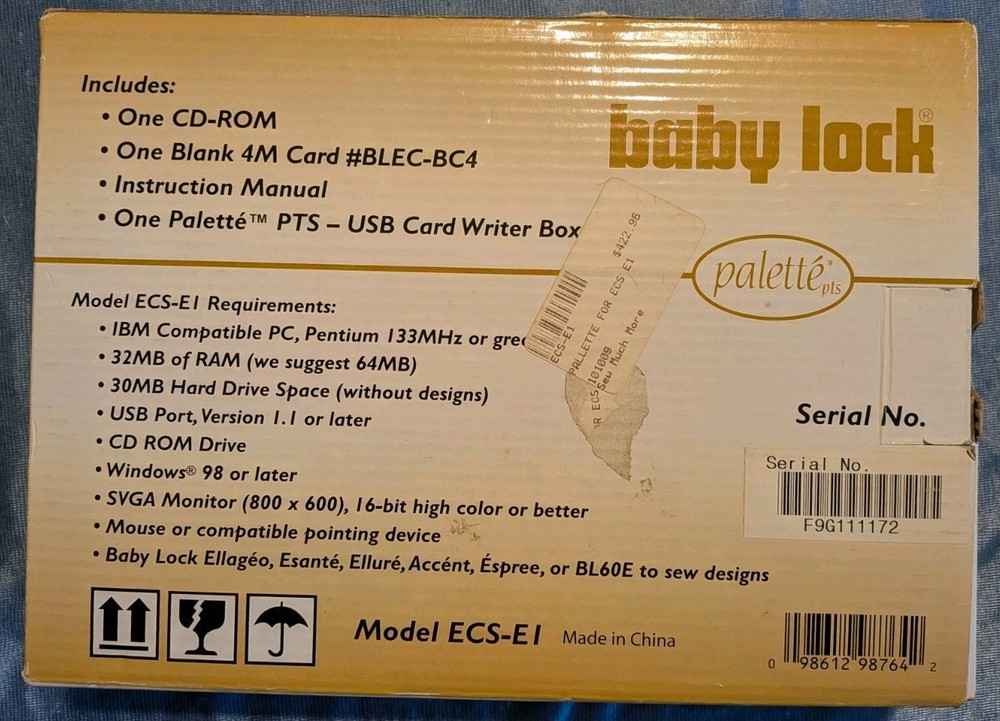 Baby Lock Model ECS-E1 PES Transfer System Version 1.0
