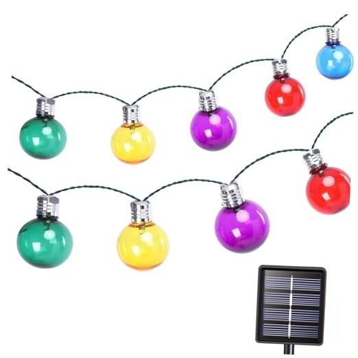 Solar String Lights Outdoor, 7Ft Globe Multicolor String 1 Pack-Colorful