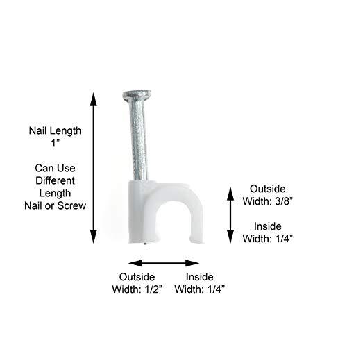 - Single Coaxial Cable Clips, Cat6, Electrical Wire 50 Pack White, Single