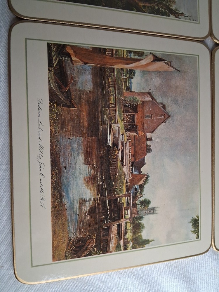 VTG."CLOVER LEAF" CONSTABLE 6 Table MATS & 6 Coasters;England J.Constable Prints