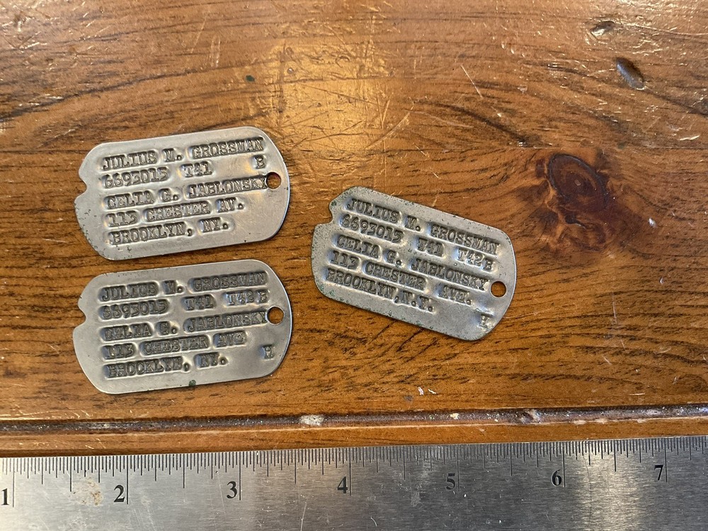 ORIGINAL WWII NOK DOG TAG TRIO JULIUS GROSSMAN BROOKLYN NY