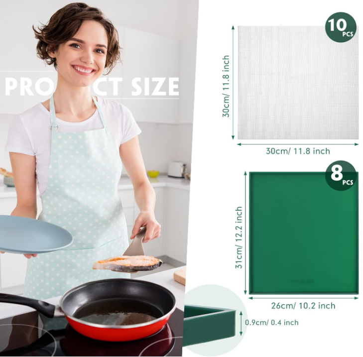 8Pcs Silicone Dehydrator Sheets & 10Pcs Mesh Dehydrator Mats Non Stick Reusable