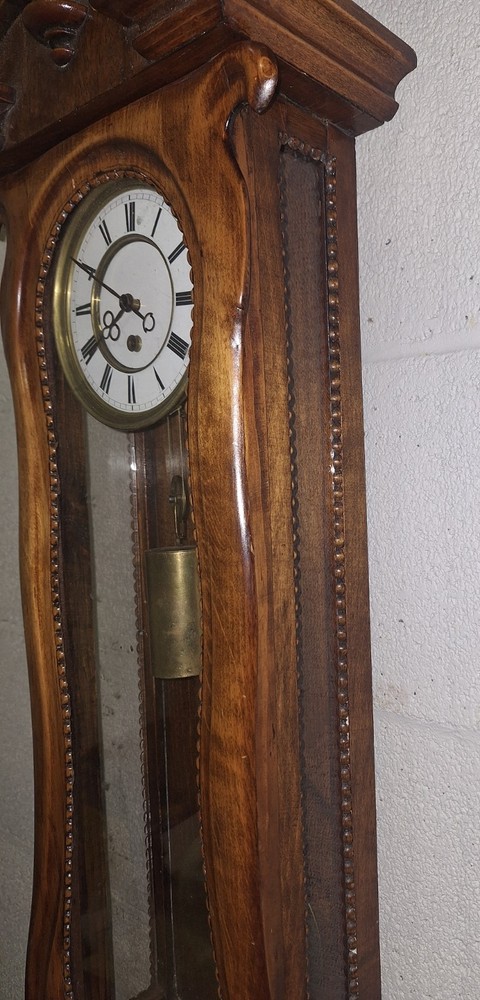 Antique One Weight Wall Clock Vienna Regulator Working Fine Walnut Case