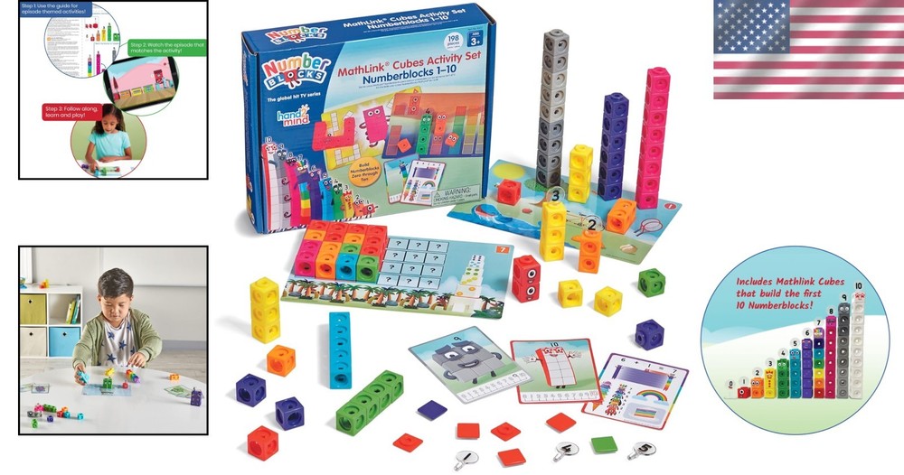 Educational Numberblocks 1-10 MathLink Cubes Set - 100 Pieces for Fun Learning
