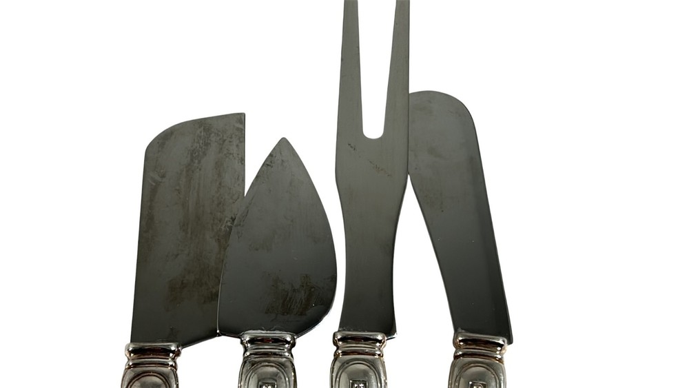 Sheratonn Silver Plate Handle Serving Flatware Set 4 Pieces Cheese Knife Fork