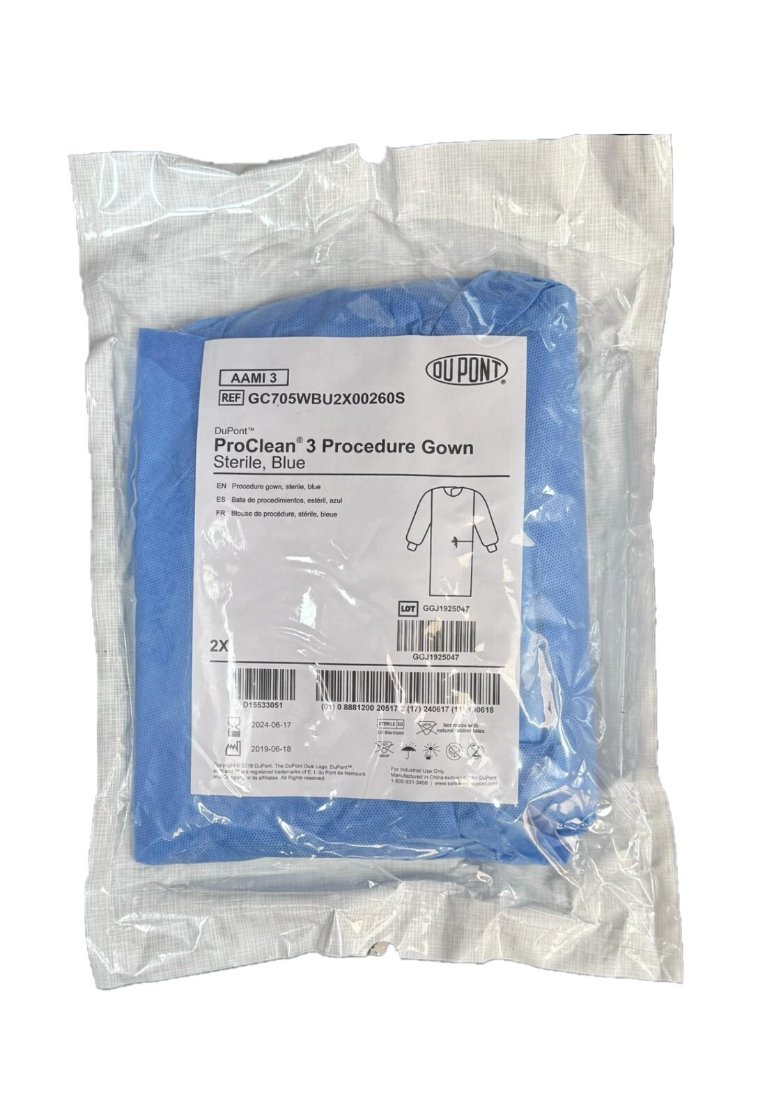 DUPONT 26-PK Sterile Blue Doctor Procedure Surgical Gown 2XL AMI Level 3