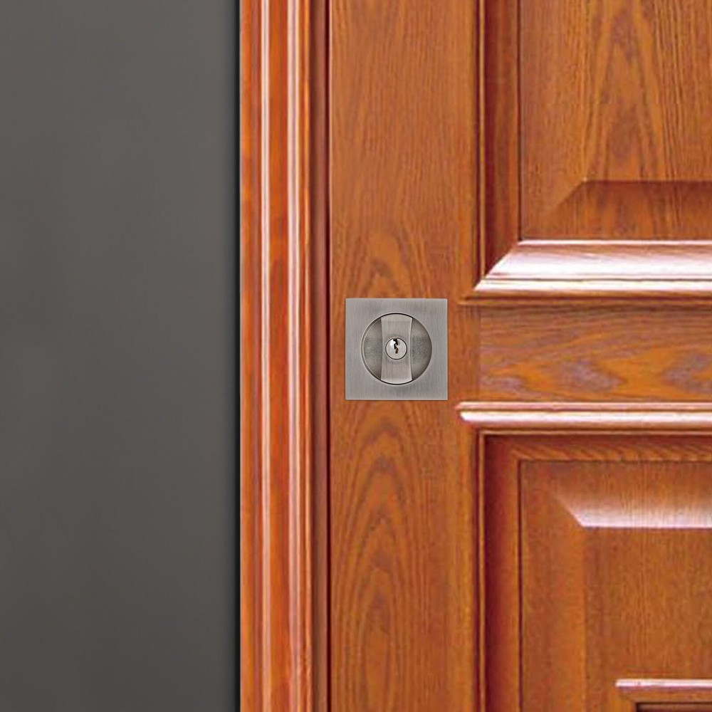 Square Sliding Door Lock Entry Lock Stainless Double Hook Lock Body Silver