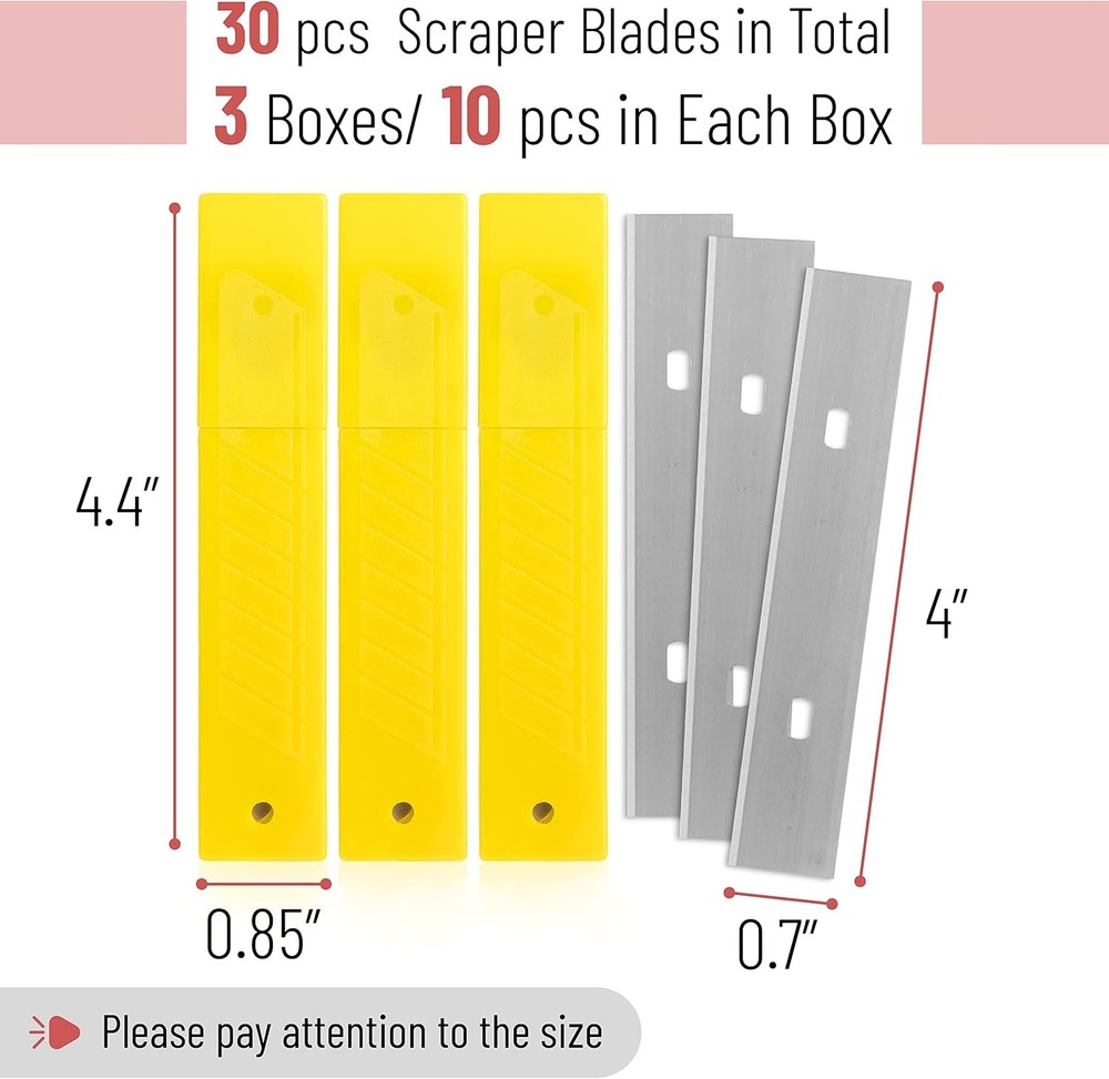Bates- Replacement Scraper Blades, 4 Inch, 30 Pcs, 30 Pcs