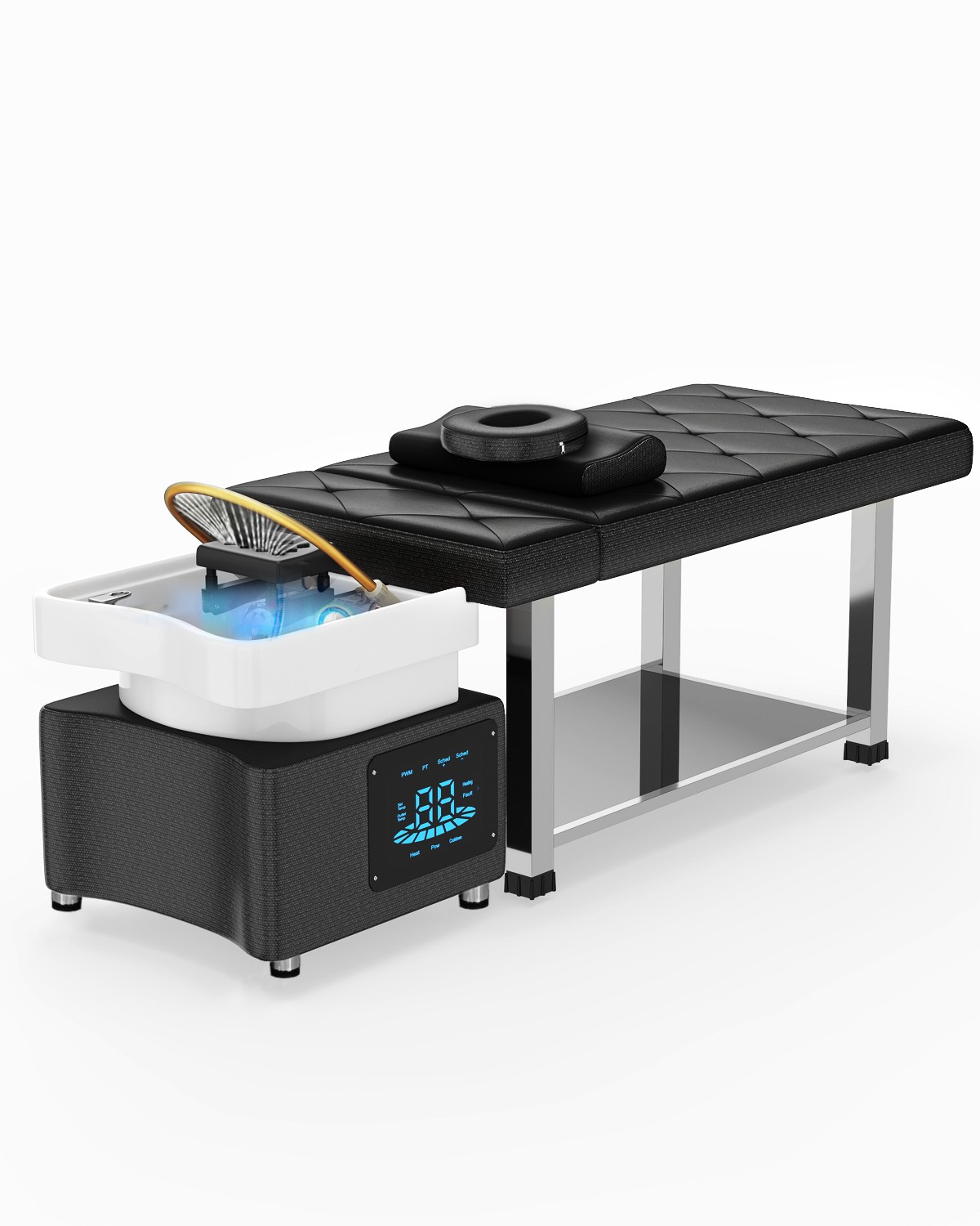 Head Spa Shampoo Bowl Massage Bed Backwash Unit w/Water Cycle,LED Lights Therapy