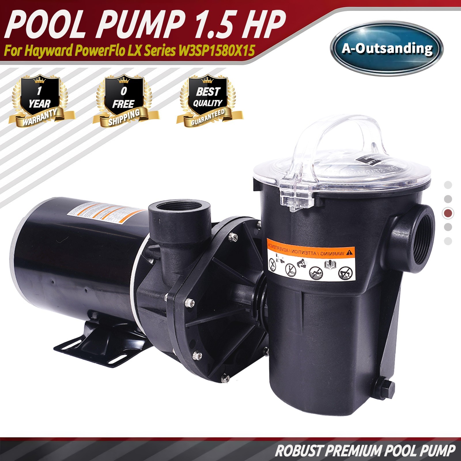 W3SP1580X15 Pool Pump 1.5 HP Replacement for Hayward PowerFlo LX Series
