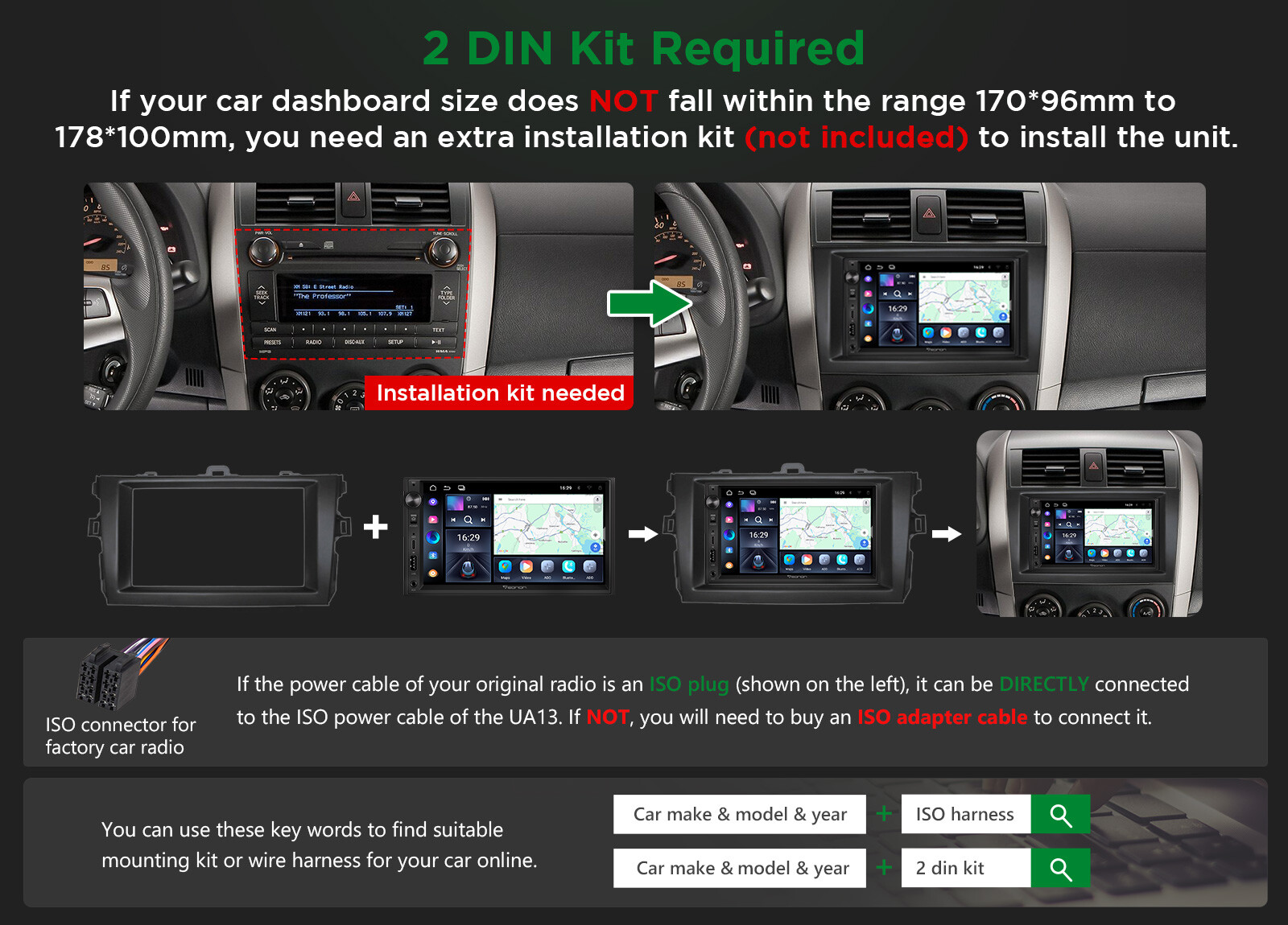 Android 13 Car Radio Stereo Bluetooth Double 2 Din 7" IPS Apple CarPlay FM Audio