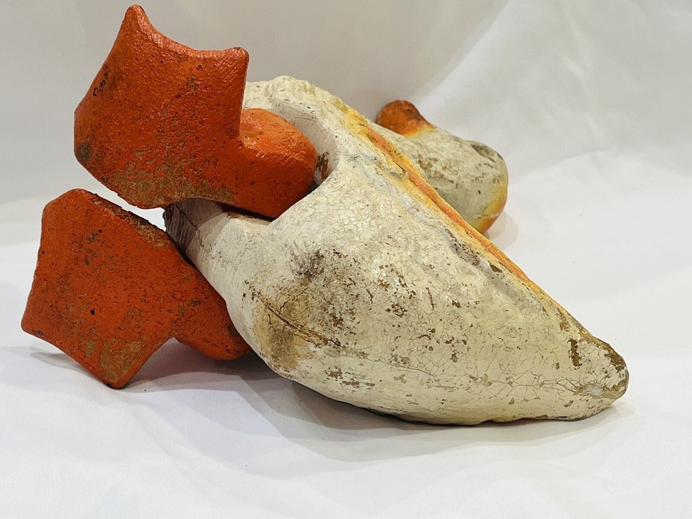 Antique Composition Paper Mache Duck Goose Pull Toy Waddling 8.5"