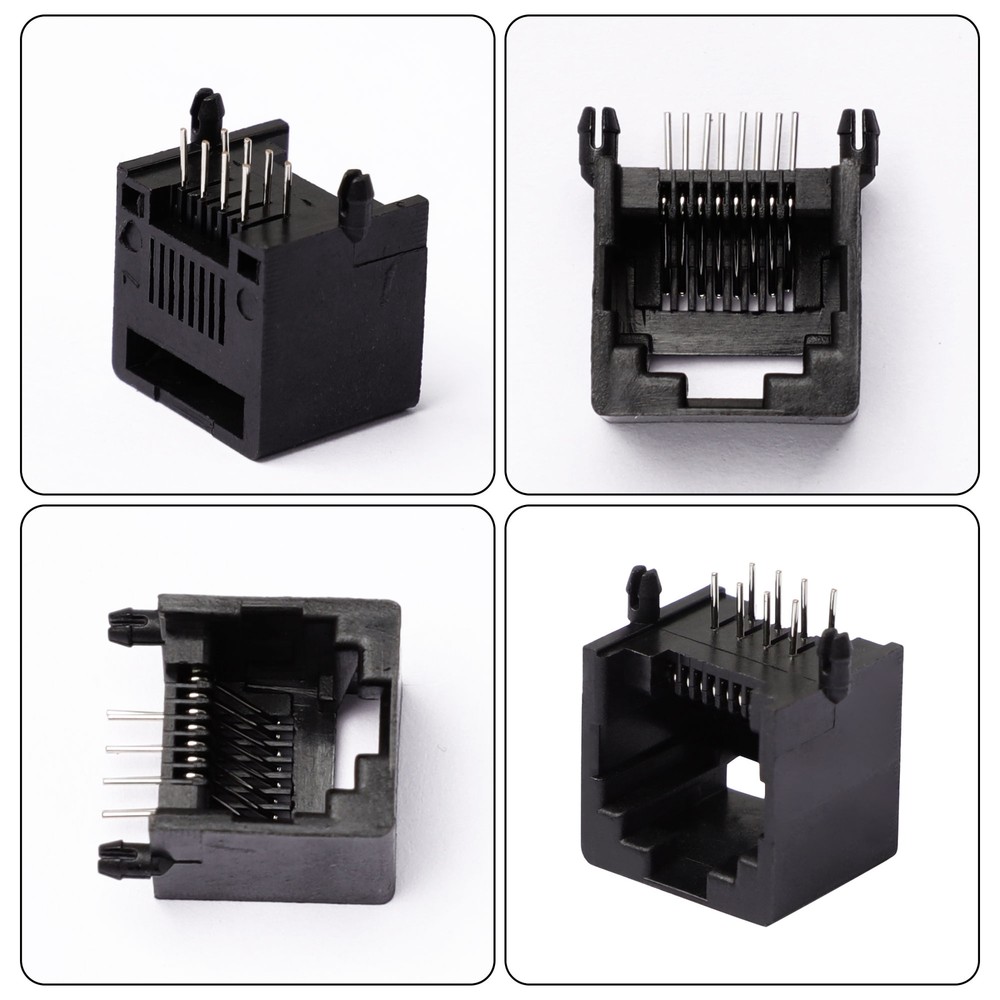 10 Pcs Vertical RJ45 8P8C PCB Jack Modular Mount Network Ethernet Connectors