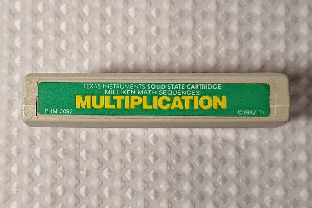 1982 TI Texas Instruments Multiplication Game Solid State Cartridge PHM 3092