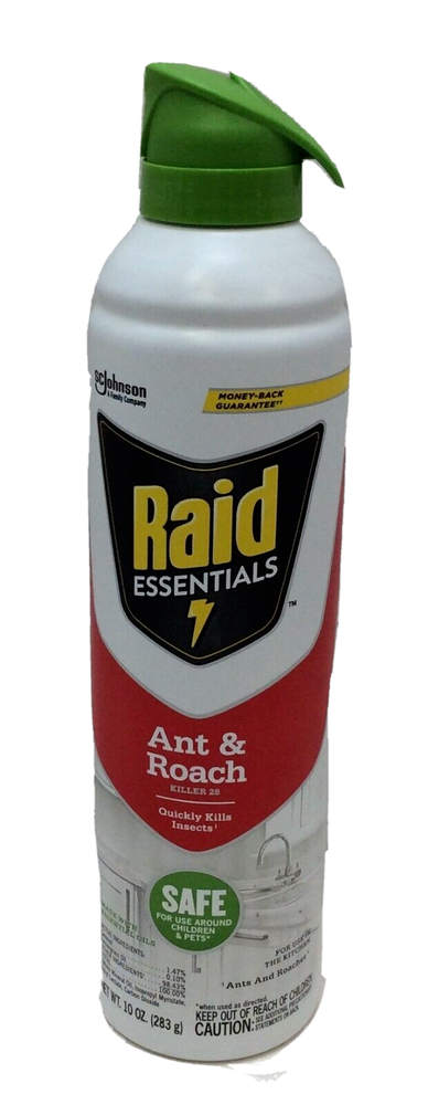 Raid Essentials Organic Ant & Roach Killer Aerosol Spray Essential Oils 10 oz