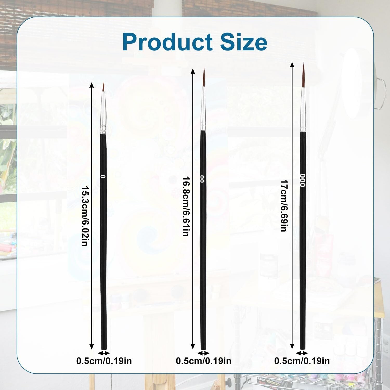 30Pcs Detail Paint Brushes, Fine Tip Paint Brush with 3 Sizes #0#00#000 Mini