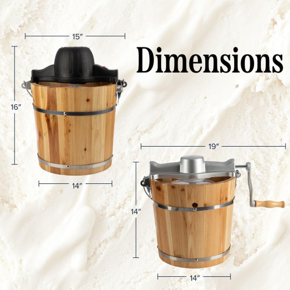 Electric Ice Cream Maker Machine - 4 Quart Old Fashioned Icecream Maker with Han