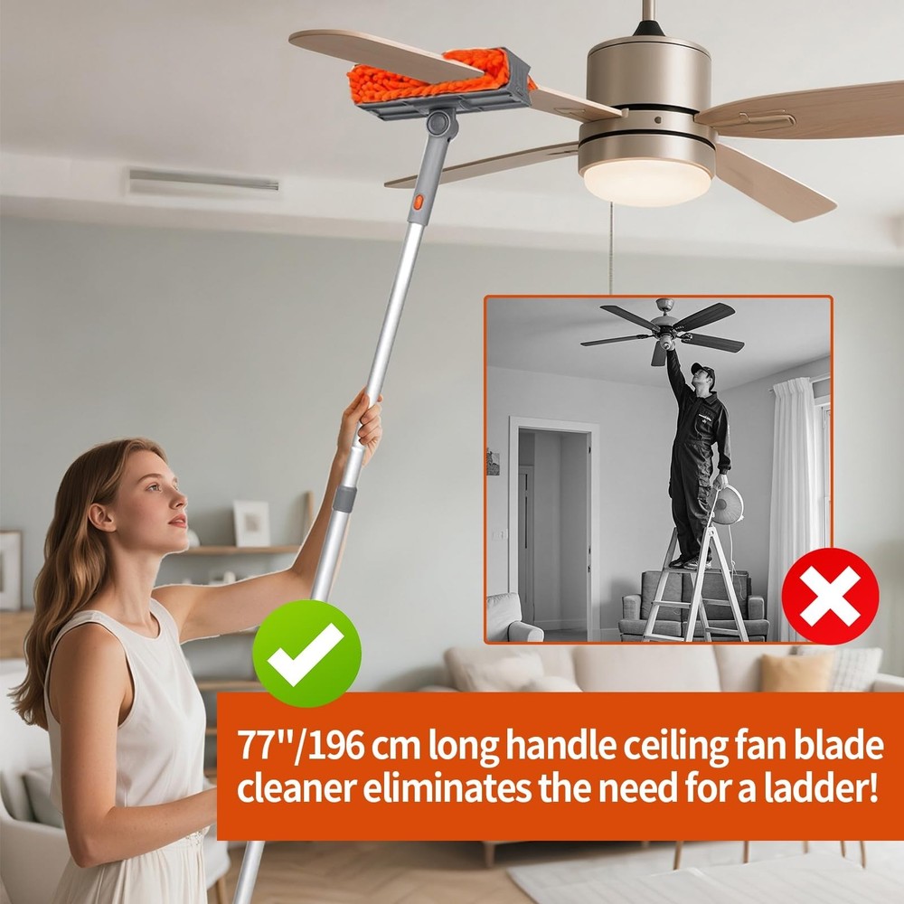 Ceiling Fan Cleaner Duster with 72‘’ Extendable Long Handle Cleaning
