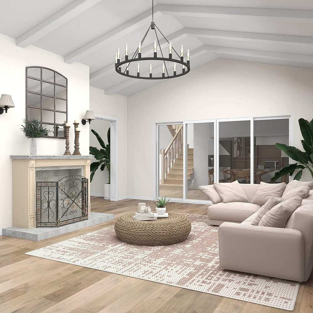 Metal Scroll Fireplace Screen Foldable Arched 3 Panel with Fleur De Lis Accents,