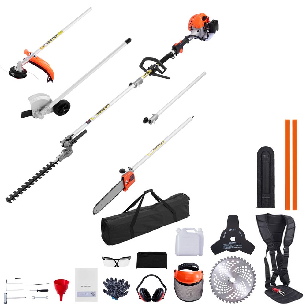26cc Gas Hedge Trimmer, 7-in-1 Multi-Function w/ Pole Saw, Brus…