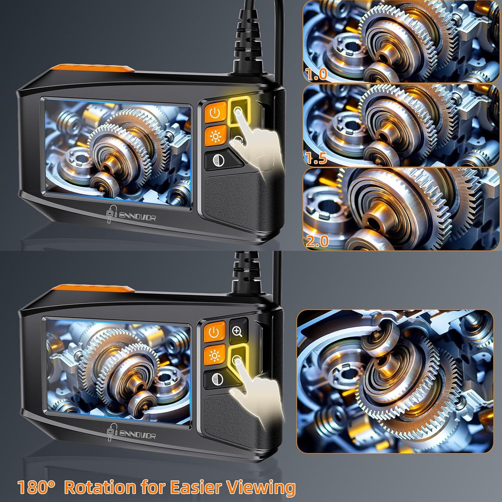 Endoscope Camera with Light, 4.3" HD 1920P Borescope Snake Inspection Camera, IP