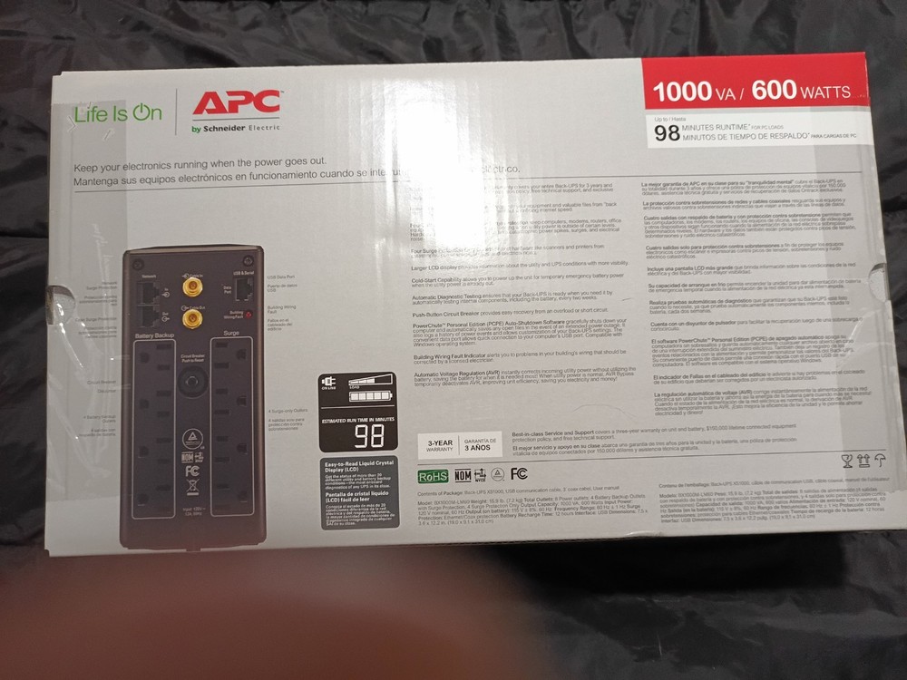 NEW – APC - Back-UPS Pro 1000VA Battery Back-Up System - Surge Protector -Black