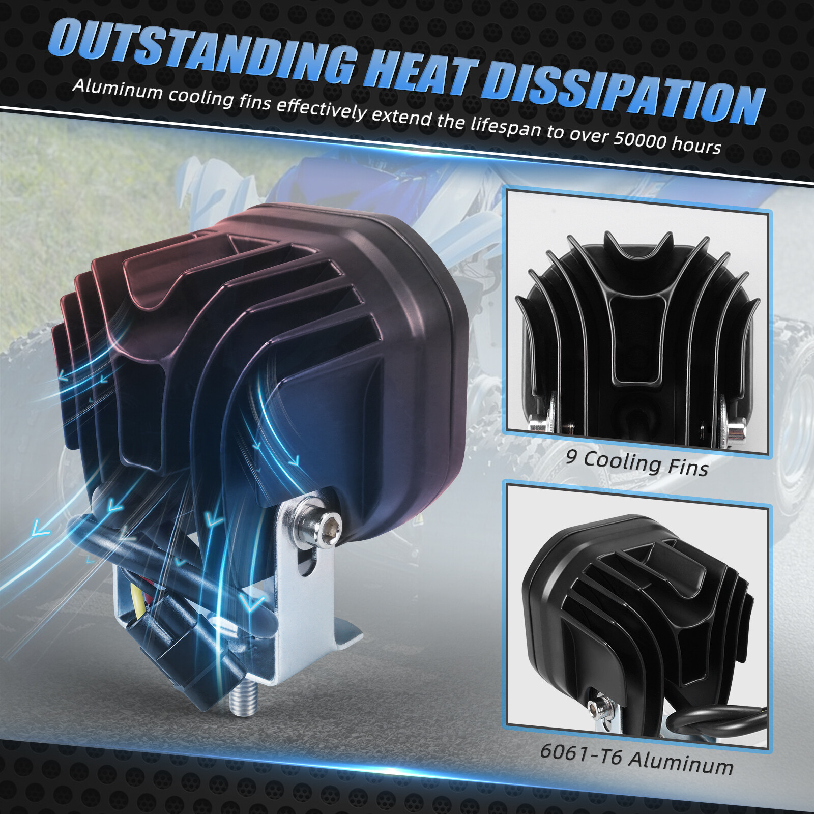 For Yamaha Raptor 700 700R Driving Headlight LED Work Lights 12V-24V 25W 4-Pack