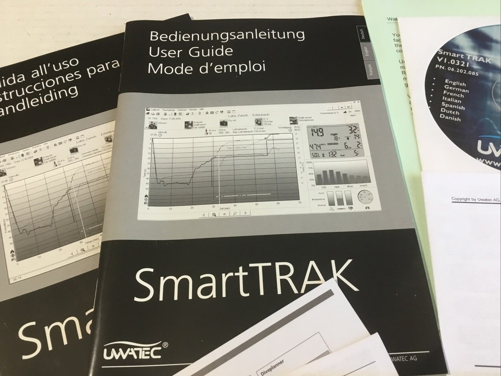 UWATEC Smart Trac Disk & Installation Guide Plus Manuals Scuba Diving.