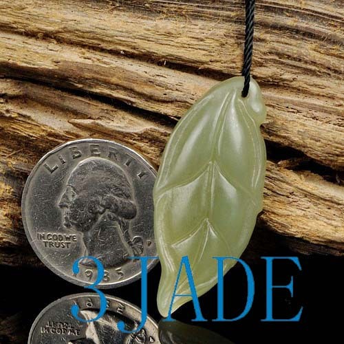 Hand Carved Natural Nephrite Jade Leaf  Pendant / Carving