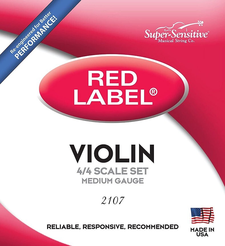 Super Sensitive Red Label Violin Strings Full Set 4/4 M  Medium  RED 2107