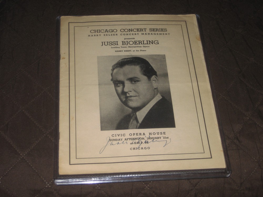 JUSSI BJOERLING SIGNED OPERA CONCERT PROGRAM PSA/DNA