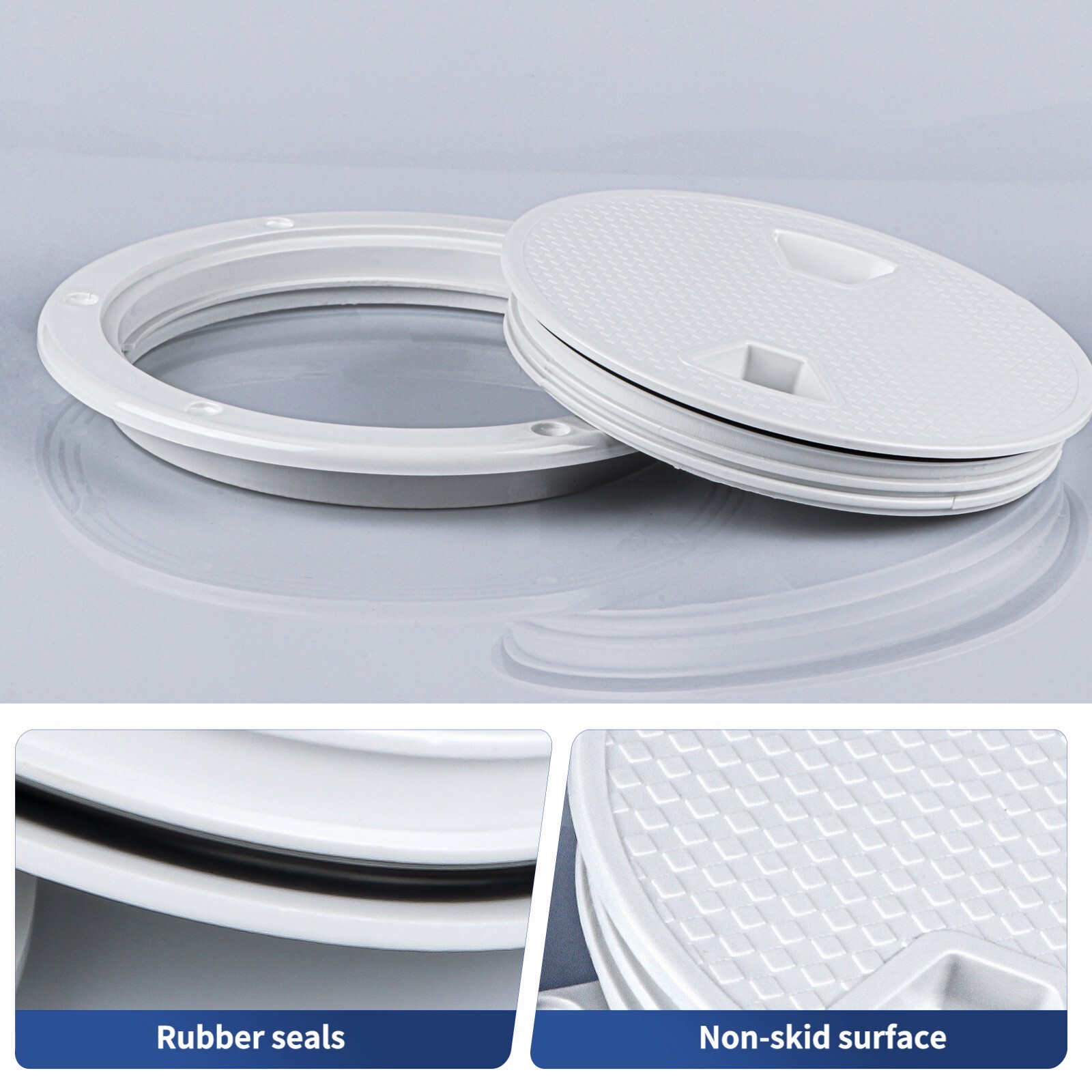 6" Marine Boat Hatch White Round Non Slip Inspection Hatch with Detachable Cover