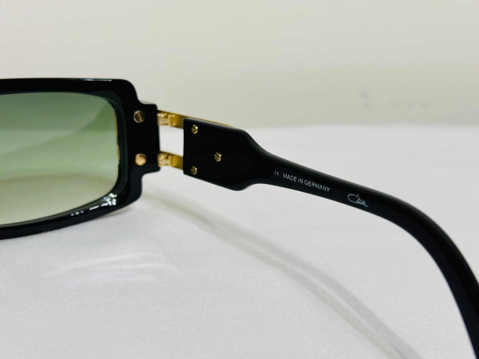 Cazal Sunglasses Black & Gold Frame Green Lens Tinted Men's Women's Eyewear