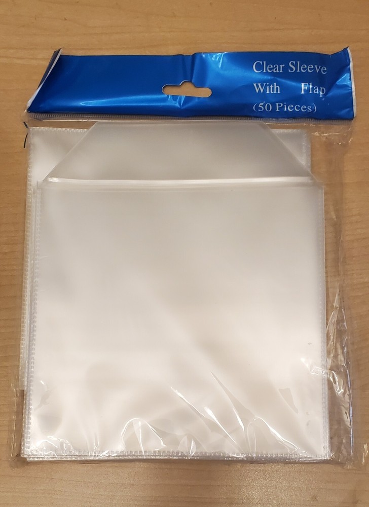 50 Pack CPP Clear Plastic Sleeve With Flap For CDs DVDs