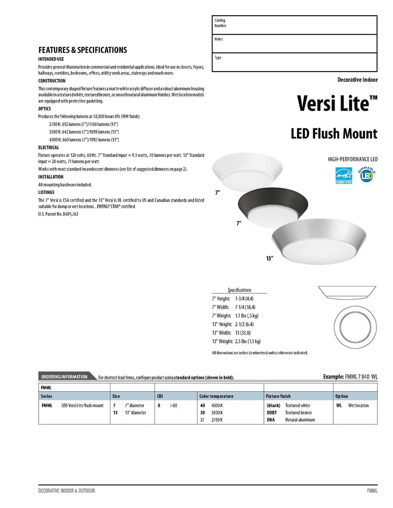 Lithonia Lighting 13 inch Round LED Flush Mount Thin Ceiling Light Mount White