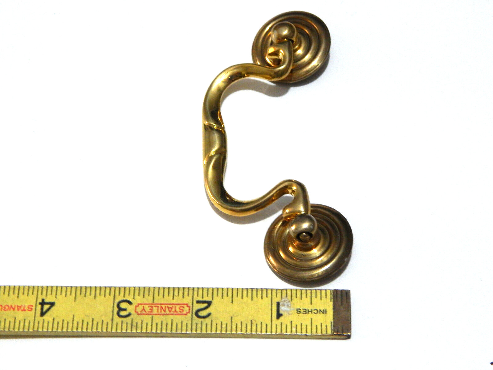 vintage Drawer Pull Dresser Chest Vanity Swan Neck Style Cast Brass