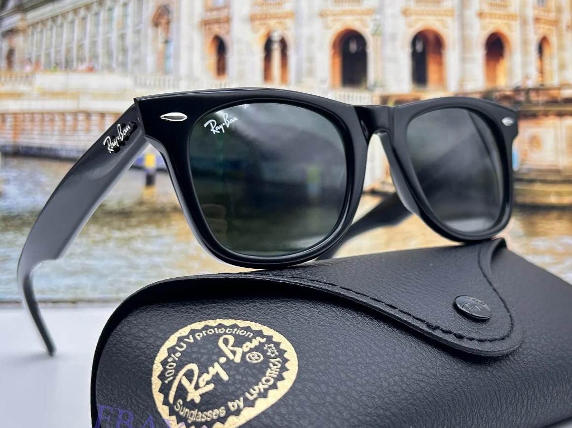 Ray-Ban RB2140 Wayfarer Sunglasses Black Frame Grey Lens 50mm Classic Men Women