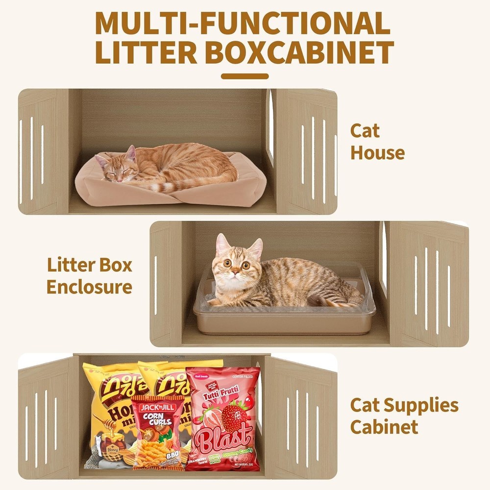 Multi-Level Cat Condo: Enclosed Litter Box, Perches, Hammock & Scratching Posts
