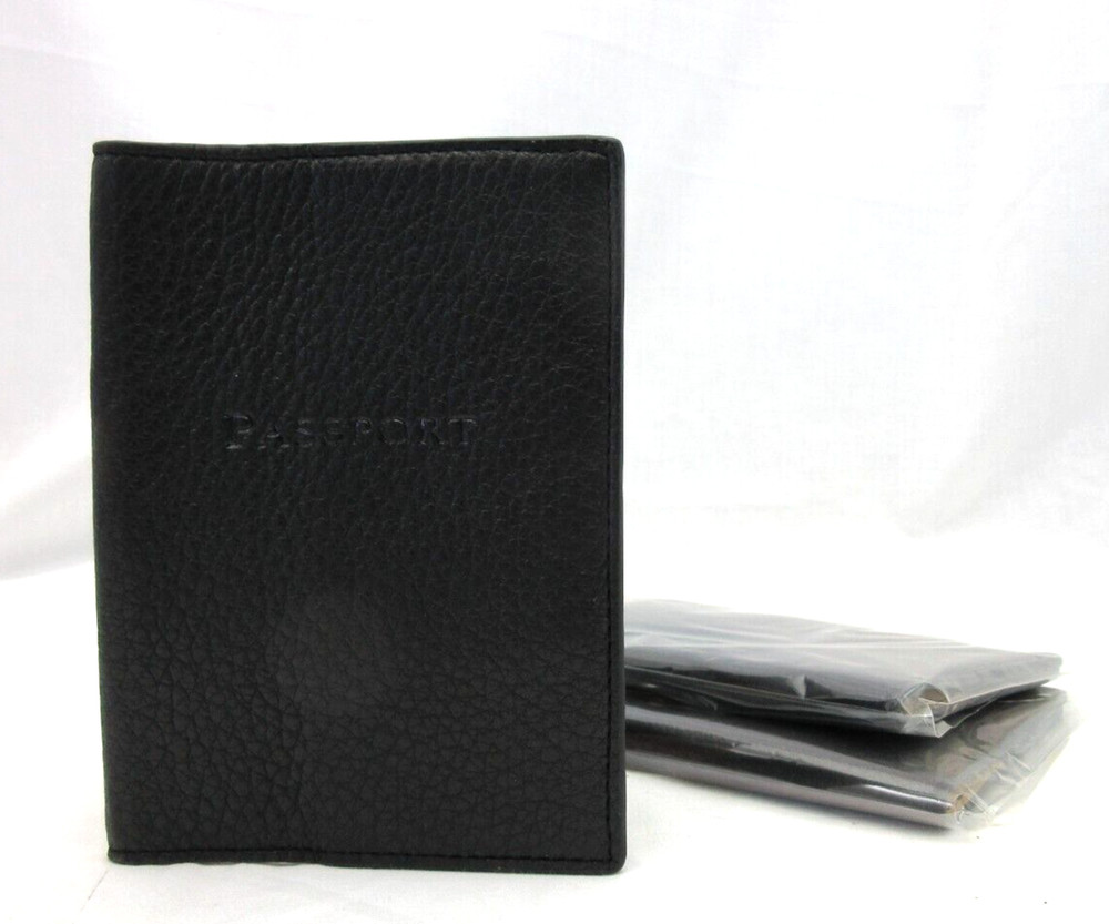 Neiman Marcus Leather Passport Cover Black
