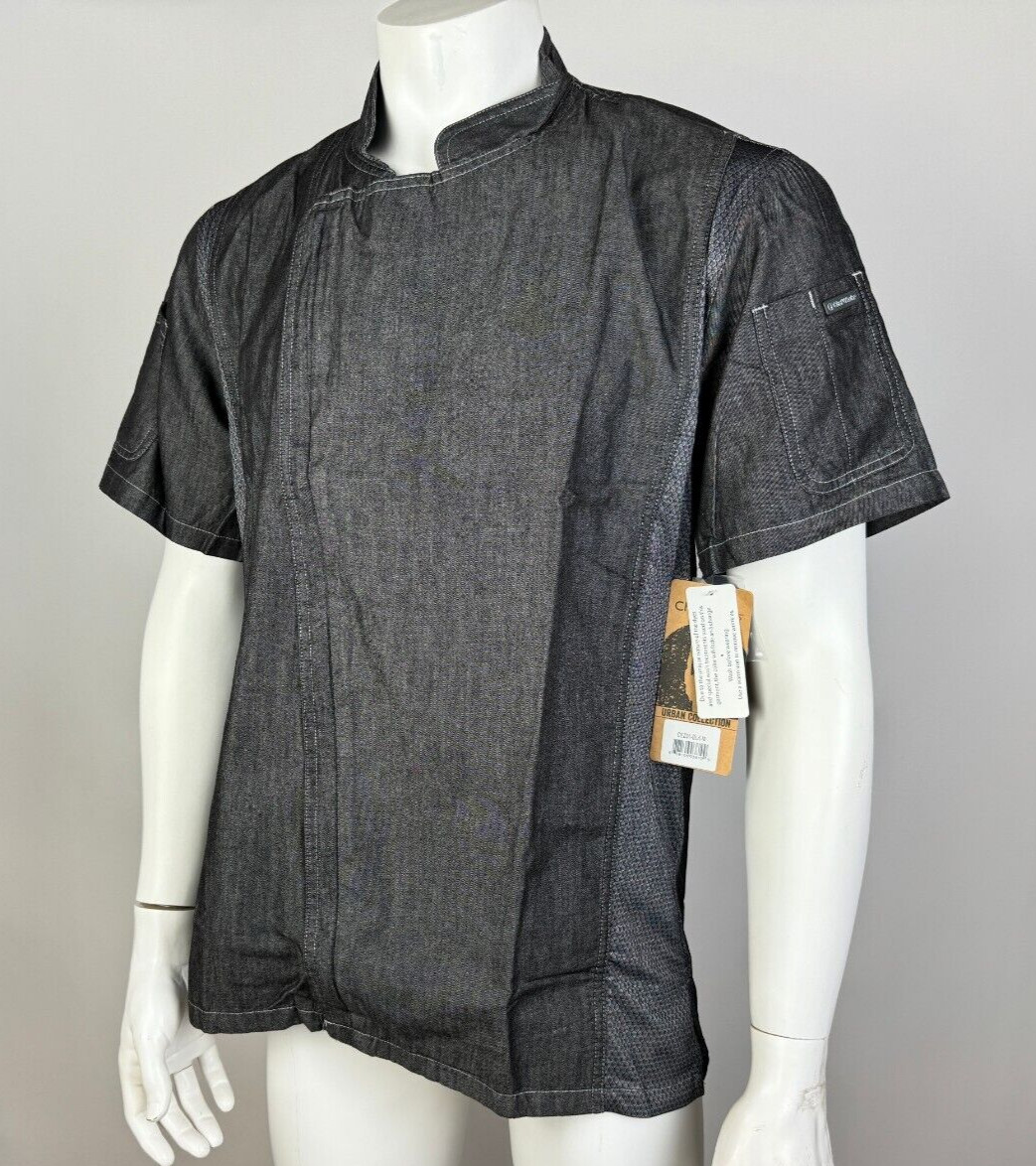 Chef Works Urban Delancey Chef Coat Mens M NWT Short Sleeve Stretch SEZ01