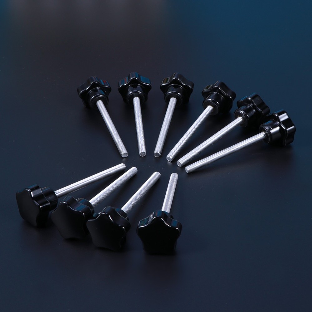 10 PCS M5x60 Hole Screw Grips Star Head Clamping Knobs (Black)
