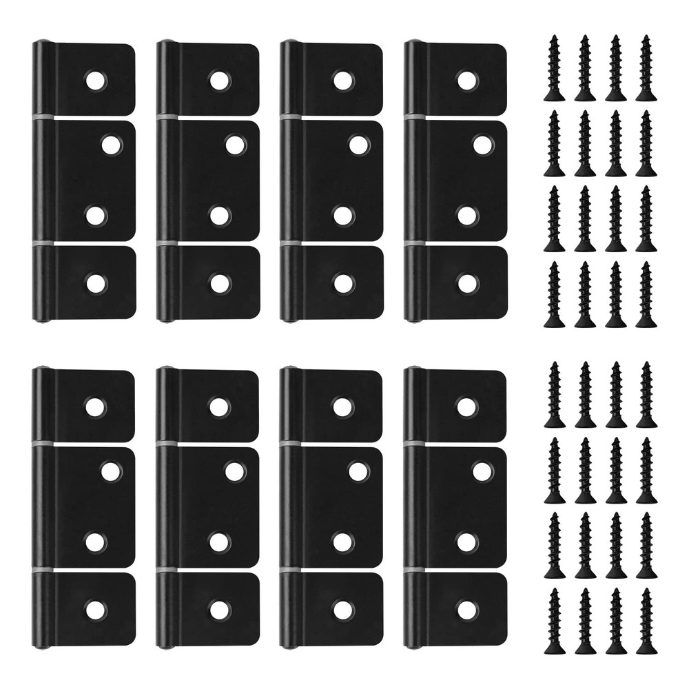 Three Leaf Non-Mortised Hinge for Mobile Home & RV Interior 8 Packa Black
