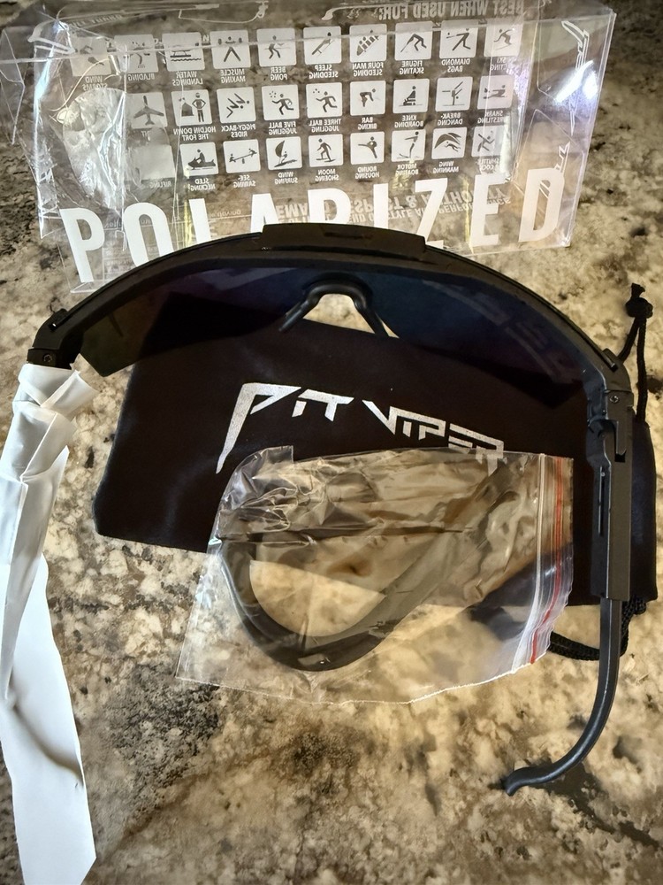 Pit Viper Cycling Sunglasses Polarized Multicolor Lens Black Shield